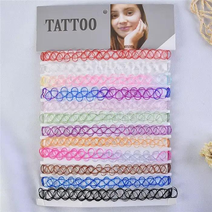 Ensemble de bijoux Vintage extensibles, collier attoo pour femmes et filles, breloque Punk rétro gothique, ras du cou élastique, cadeau de fête de mariage, nouvelle collection