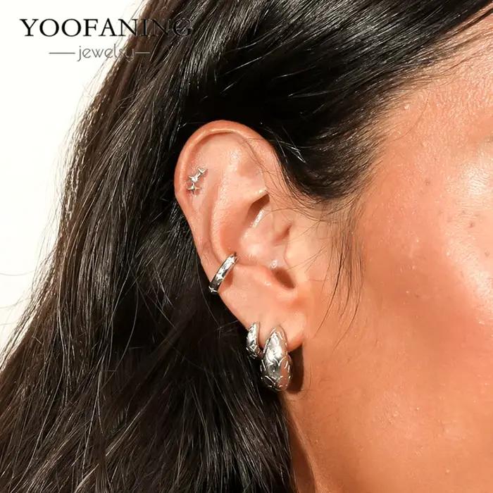 Bijoux de mode 2026 : 1 paire de boucles d'oreilles clips plaquées or pour femme