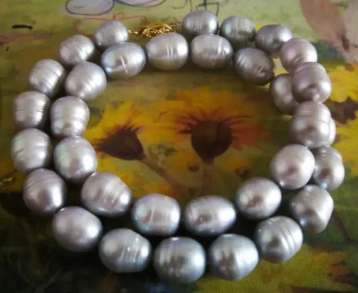 Nouveau collier de bijoux vente chaude 11-13mm collier de perles grises naturelles de Tahiti 18 "