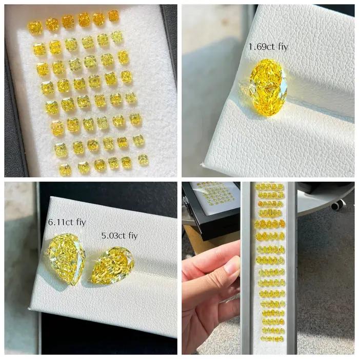 Perles Messi-Jewelry en diamants colorés CVD HPHT jaune pour bijoux personnalisés et occasions spéciales
