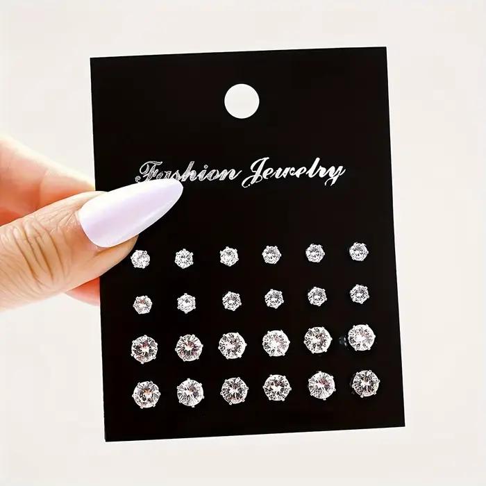 Ensemble de boucles d'oreilles en Zircon brillant pour femmes et hommes, 12/24/36 paires, polyvalent