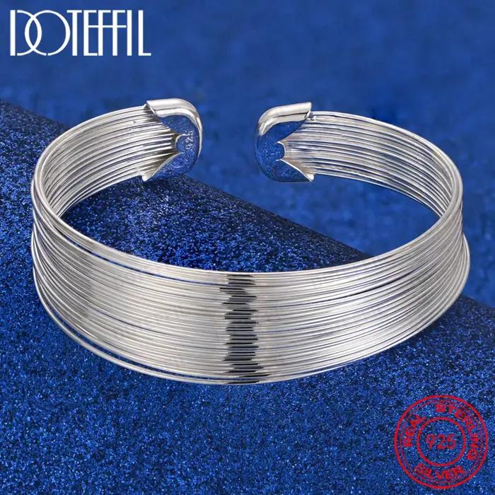 Bracelet Multi-Lignes Géométrique en Argent Sterling 925 pour Hommes et Femmes Occasions Spéciales