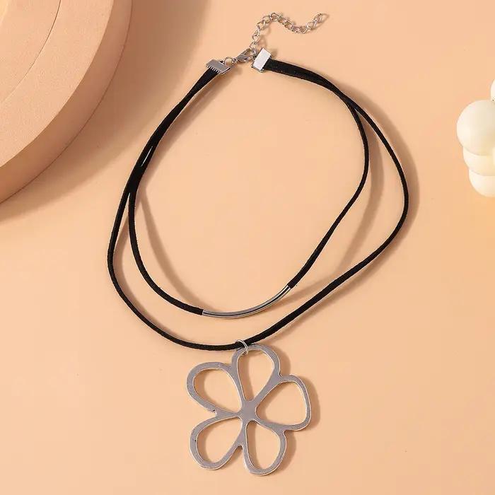 Aihua-Collier ethnique évidé avec pendentif grande fleur pour femme