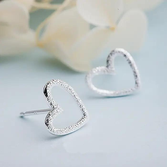 Femme coeur boucle d'oreille 100% 925 boucles d'oreilles en argent Sterling pour les femmes cadeau