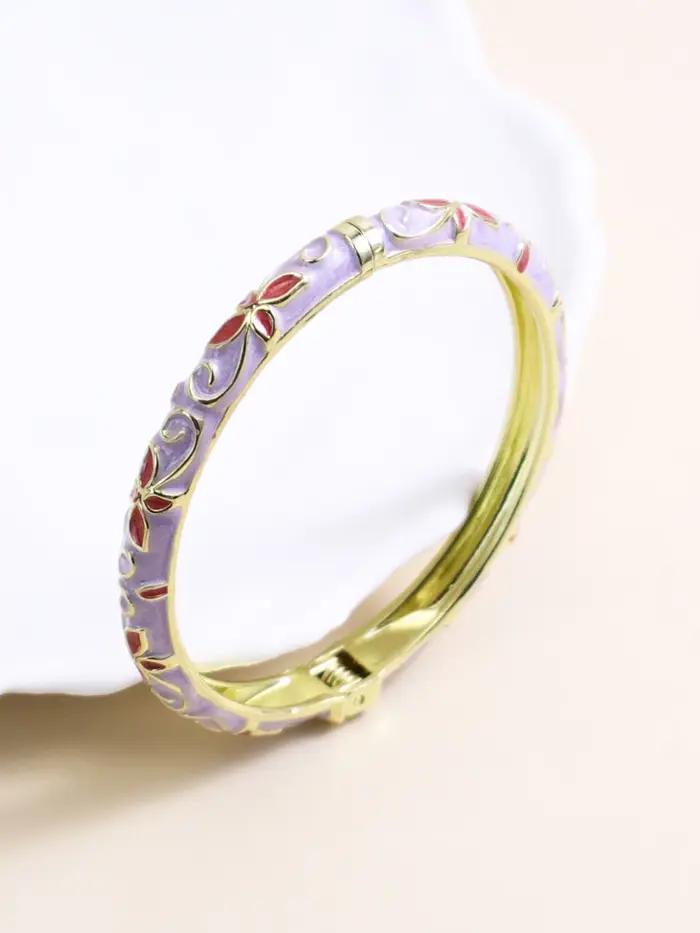 Bracelet cloisonné en alliage émaillé incrusté de diamants