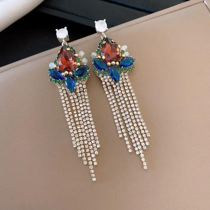 Boucles d'oreilles à pampilles en Zircon pour femmes