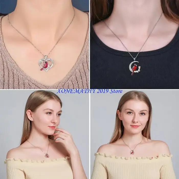 Collier en pierre semi-précieuse en forme d'oiseau rouge pour femmes, cadeau pour les occasions spéciales et quotidienne