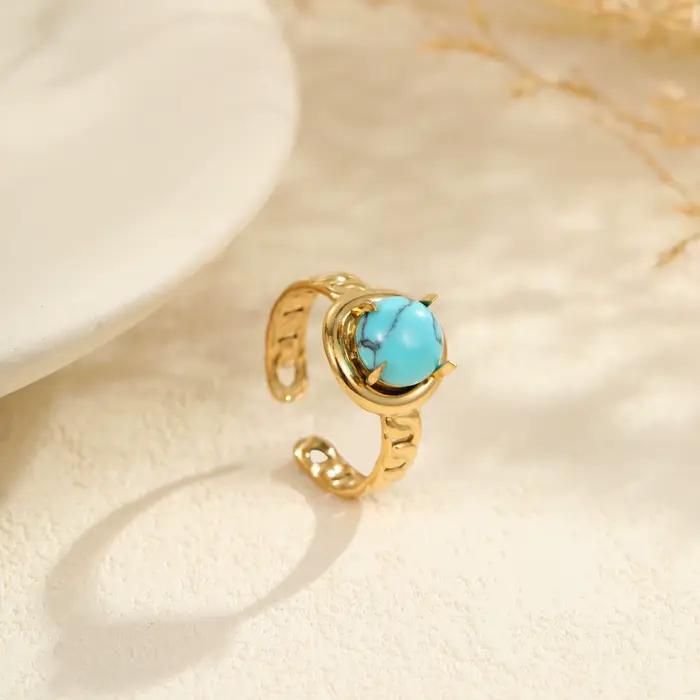 Bagues vintage bohèmes en verre turquoise pour femme, style vacances, bijoux quotidiens, décoration de fête, cadeaux