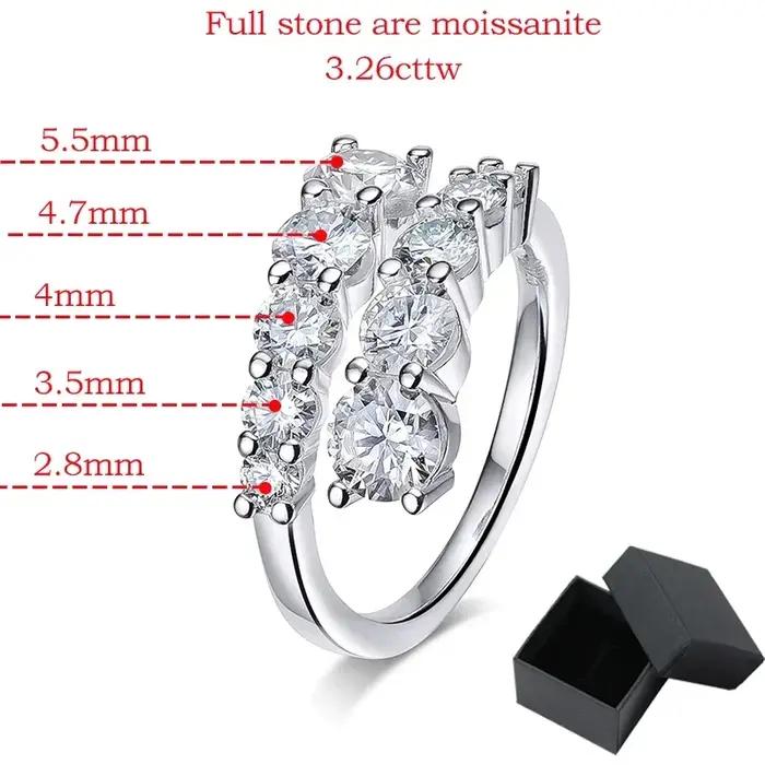 Bagues en argent sterling 925 serties de moissanite blanche pour femmes, ensemble de mariage, cadeau romantique, occasions spéciales