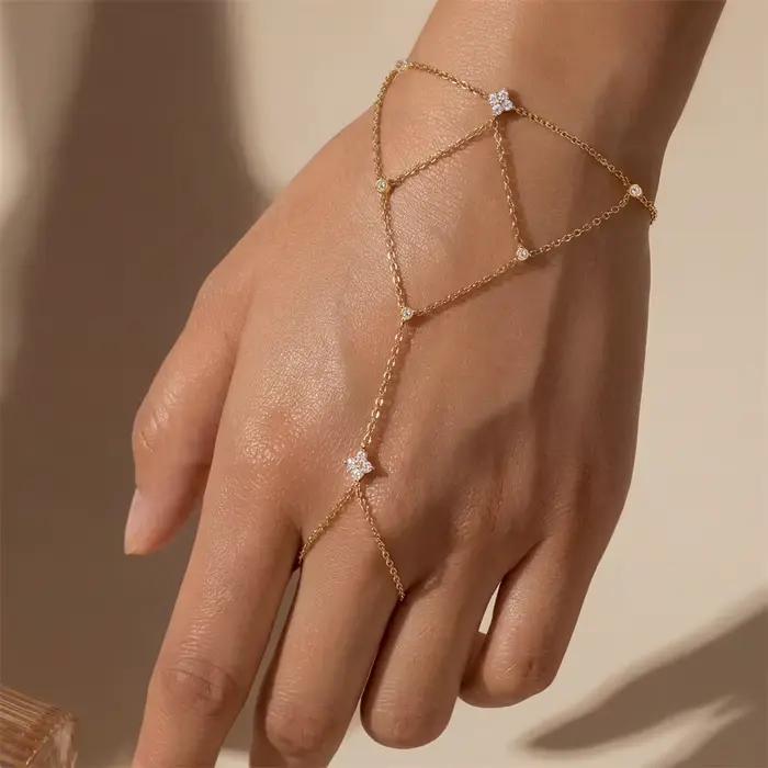 Bracelets ROXI en Argent 925 pour Femme, Bijoux Chaîne de Doigt, Style Personnalisé, Superposition, Diversification, Zircon