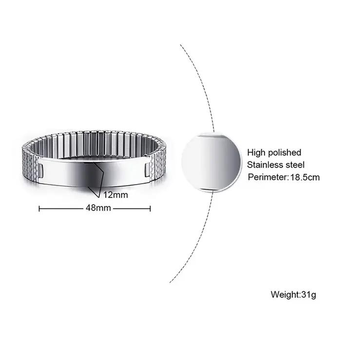 Hommes femmes personnaliser graver nom Image Bracelet extensible avec bande élastique en acier inoxydable bracelets personnalisés bijoux unisexe