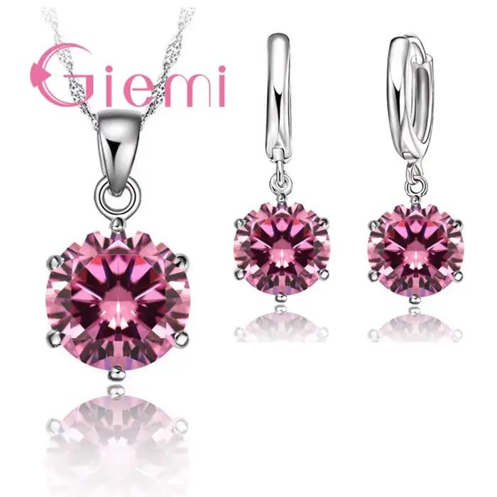 Collier Giemi en Argent Sterling 925 Serti de Zircon Cubique à Six Griffes Pour Femmes Occasions Spéciales Mariage Fiançailles Anniversaire