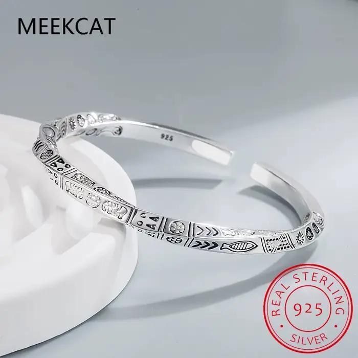 Bracelets ouverts en argent regardé 925 pour femmes, totems géométriques, bracelets de créateurs de luxe, cadeau de bijoux féminins, livraison gratuite