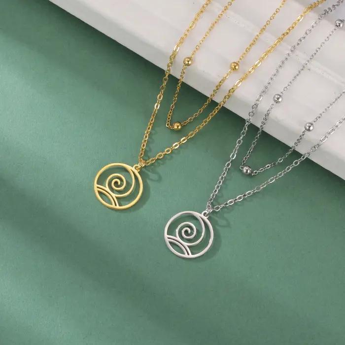 Collier avec pendentif éléments d'air eau et feu en acier inoxydable pour femmes occasions spéciales partys anniversaires mariage engagement
