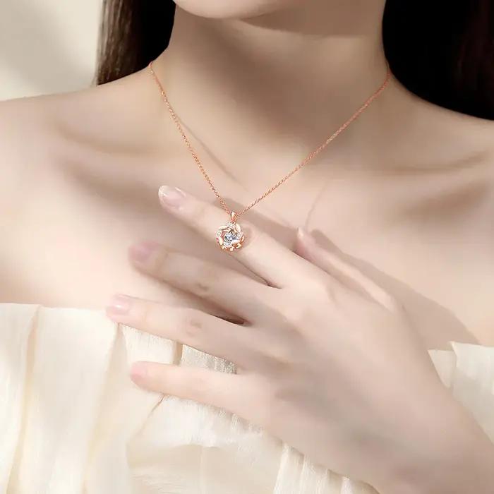 Moissanite femme pendentif argent collier pour femmes chaînes fête mariée bijoux fins 925