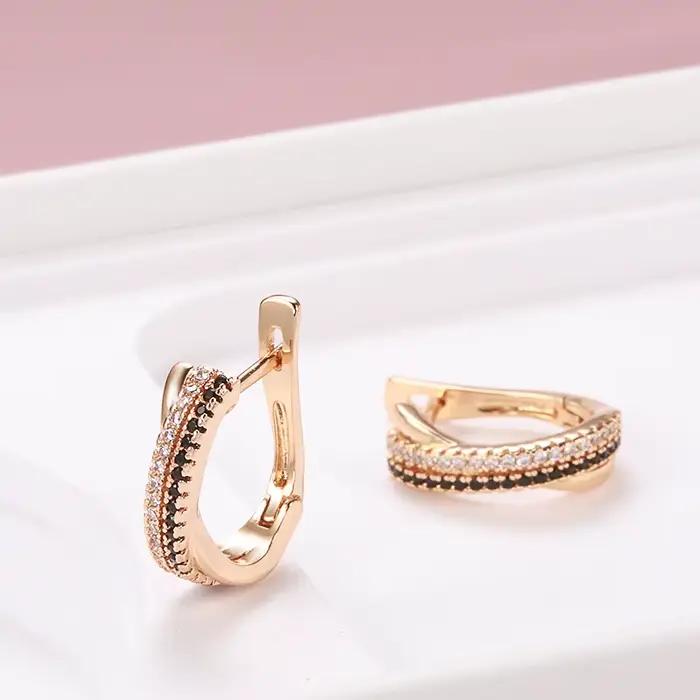 Boucle d'oreille en or véritable 14 carats pour femmes