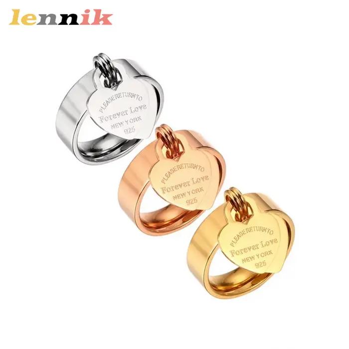 LENNIK bague d'amour pour toujours amour mode lumière luxe coeur de pêche lettre accessoires plaqué or