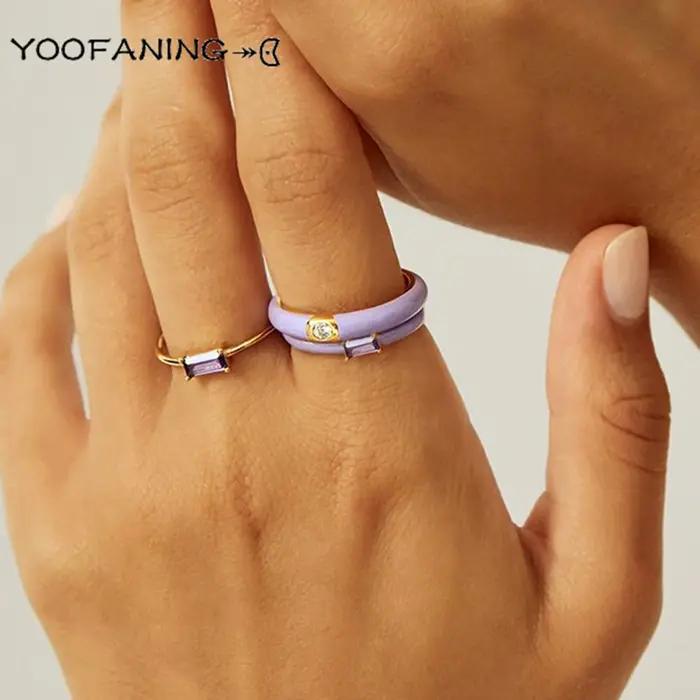Bague en améthyste plaquée or 18 carats pour femmes style classique occasions spéciales soirée mariage alliance de mariage