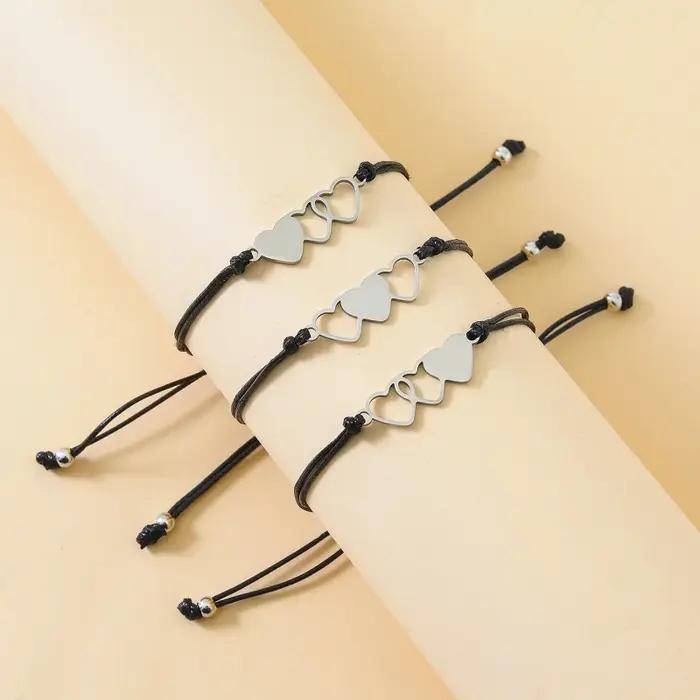 Bracelet coeur en acier inoxydable et acrylique à offrir pour homme ou femme pour célébrer l'amitié et l'amour occasions spéciales