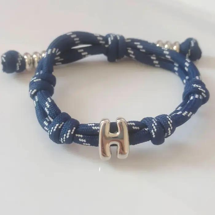 Bracelet personnalisé avec grande lettre initiale, bricolage, ficelle tressée à la main, bulle pour femmes, lettre de charme, bijoux tissés colorés, cadeau