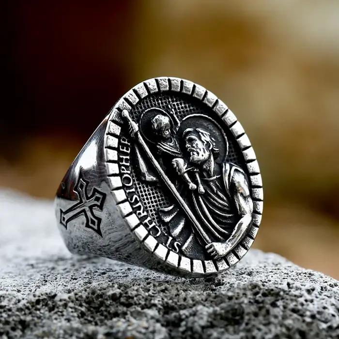 Bague Vintage en Acier Inoxydable 316L pour Hommes Style Punk Motard Mode Bijoux de la Renaissance Occasions Spéciales