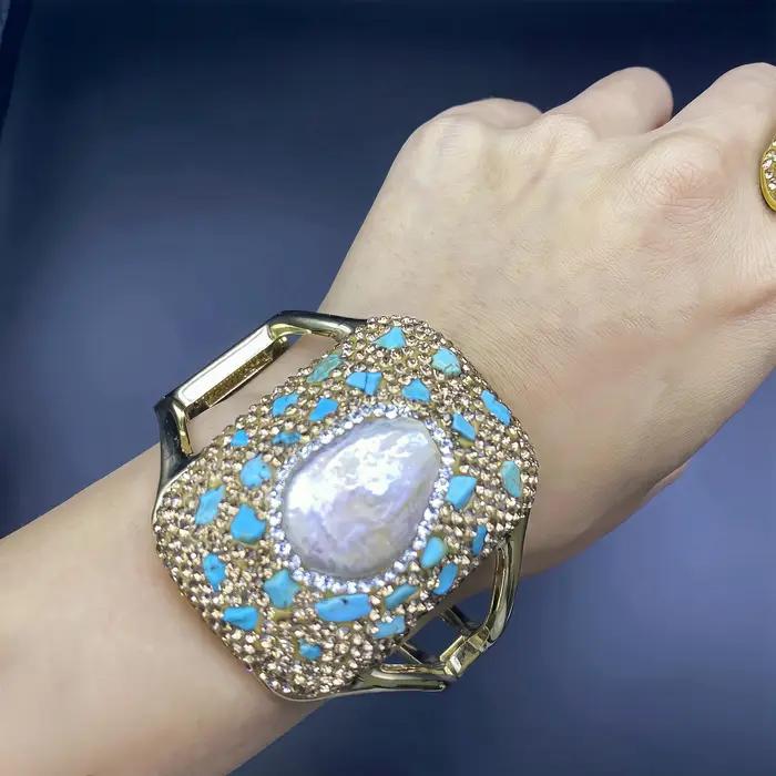 Bijoux en perles d'eau douce naturelles avec strass