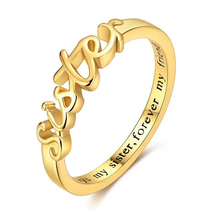 Bague Suster originale en argent Sterling 925 doré pour femmes et filles