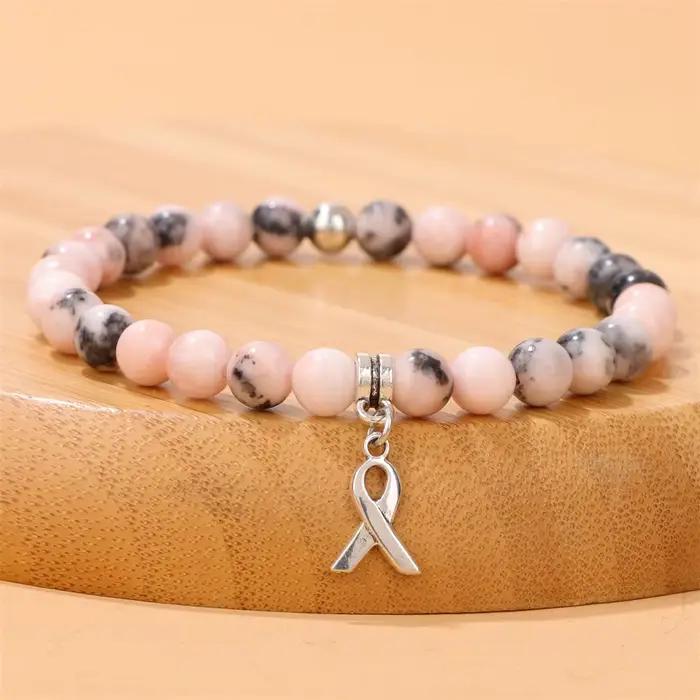 Bijoux de Manucure en Pierre Naturelle pour Homme et Femme, Perles en Œil de Tigre, Pendentif Ruban Rouge, Cadeau de Prière, Nouvelle Collection