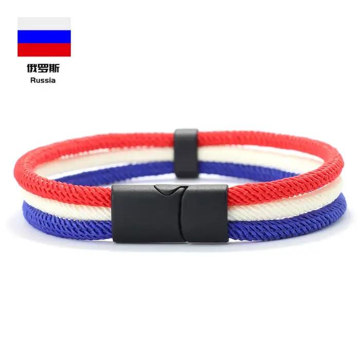Bracelet couleur drapeau patriotique en nylon et alliage de zinc pour hommes occasions spéciales et cadeaux personnalisables