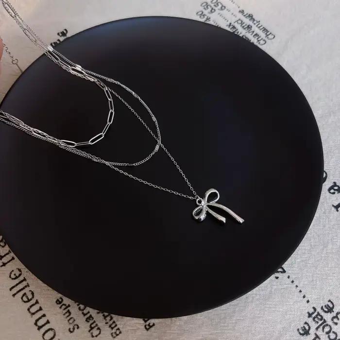 Collier pendentif Chic avec nœud papillon pour femmes, accessoire d'été de Style doux et Cool, chaîne de clavicule pour filles à la mode