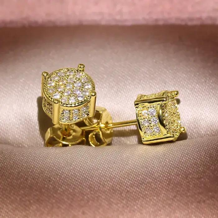 Magnifiques boucles d'oreilles en or véritable 18k pour femme