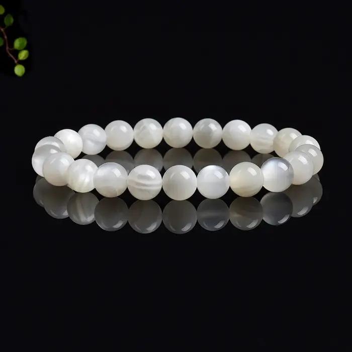 Bracelet en pierre de lune blanche naturelle véritable