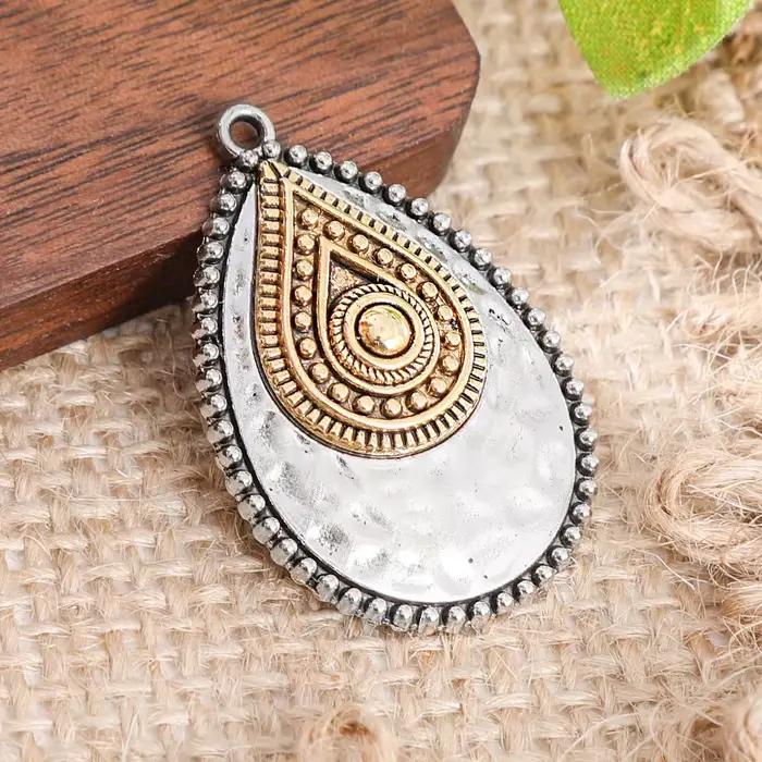 Pendentif en forme de larme style rétro vintage ethnique bohème en alliage de zinc pour création de bijoux personnalisés pour femme