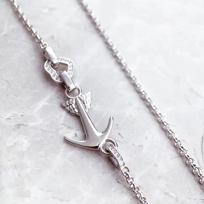 Collier amour ancre et coeur bijoux fins Europe 925 argent sterling tout nouveau cadeau romantique pour les femmes