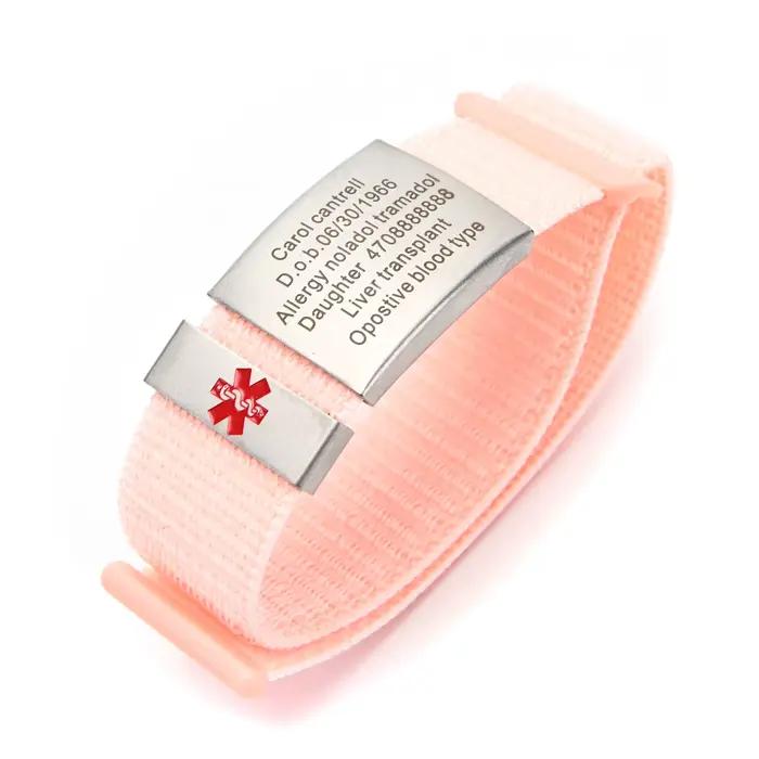 Bracelets d'alerte médicale SOS personnalisés de 22mm pour hommes et femmes, bracelet d'urgence en Nylon, accessoire de montre, Bracelet d'identification de Sport Velcro