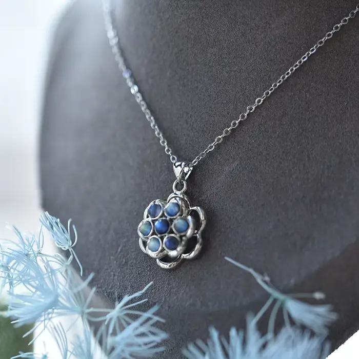 ITSMOS – bagues rotatives en Labradorite naturelle, Style fleur, pierres précieuses bleues, simples