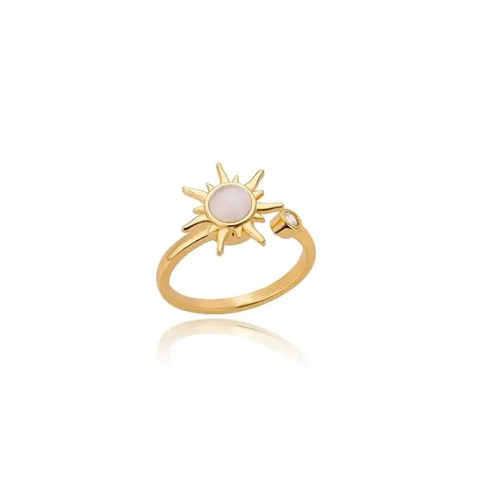 Bague Anti-Stress En Acier Inoxydable Plaquée Or Avec Pierres Incrustées Zirconium Blanc Et Noir Mode Pour Femmes Occasions Spéciales