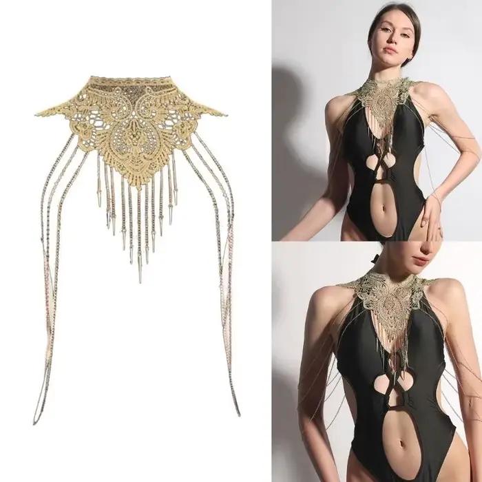 Collier Sexy pour femmes, chaîne de corps en boîte de nuit avec chaîne réglable, bijoux pour fête de mariage en bord de mer d'été