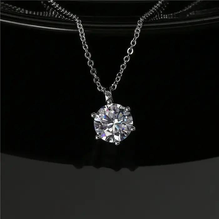 Nouveau 2ct Moissanite 925 collier en argent Sterling pendentif chaîne bijoux fins pour femme mariage scintillant classique fête mode