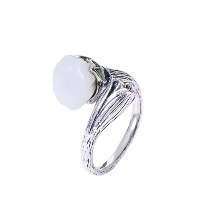 Amxiu-Bague de Luxe en Argent Sterling 925 et Pierre Naturelle, Anneau Ouvert pour Femme, Accessoires de ix, Cadeau pour Mère, Anel Bijoux