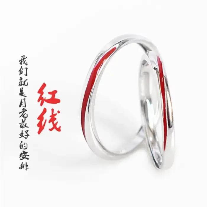 Nouvelle mode originale époxy rouge ligne 925 en argent Sterling plaqué populaire Simple personnalit
