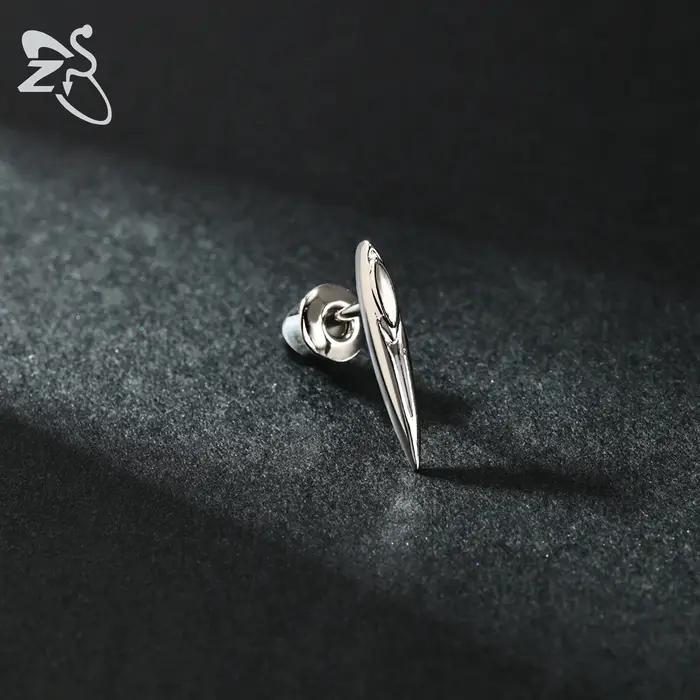 ZS 1 pièce 20G 925 boucles d'oreilles en argent Sterling pour femmes filles baguette forme clous d'oreille Helix Cartilage Piercing bijoux 14MM/24MM