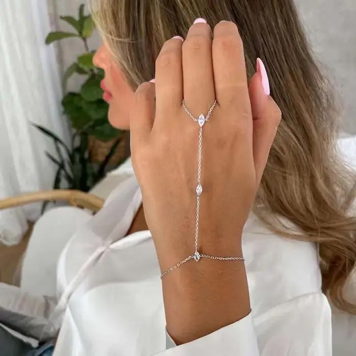 Bracelet bohème brillant losange cristal pour femmes tracker d'humeur chaîne mince et maillons occasion spéciale cadeau