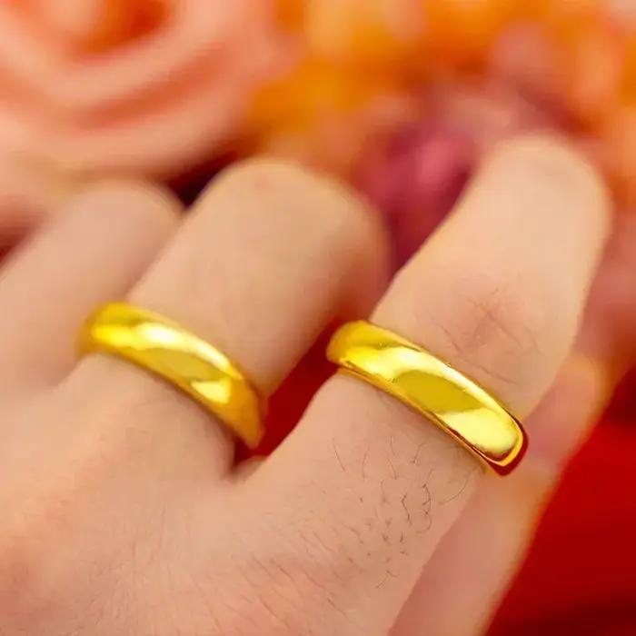 Bagues plaquées pur en or jaune 18 carats 999 24