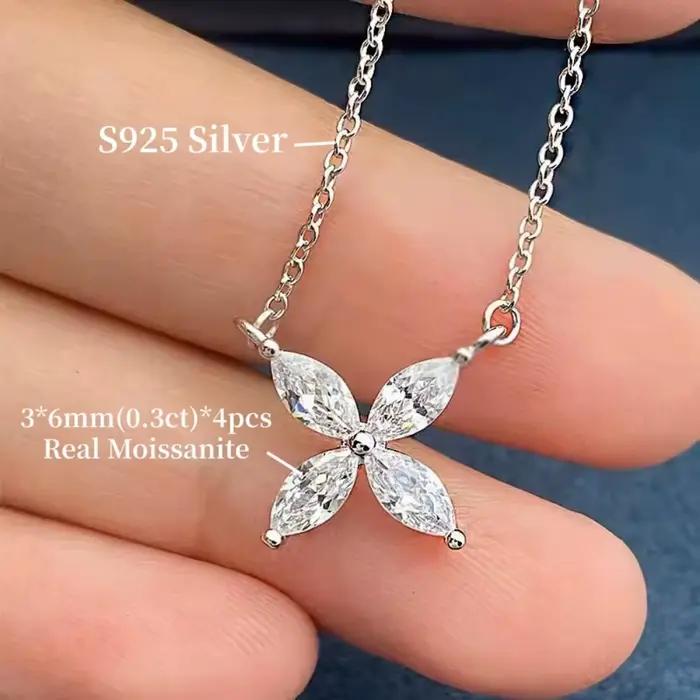Ensemble de bijoux en Moissonite en forme de papillon pour femmes, collier en argent Sterling 925 et boucles d'oreilles pour occasions spéciales bijoux finement travaillés élégance romantique et moderne GRA