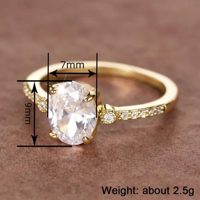 Huitan – bague de fiançailles noble avec zircone cubique ovale