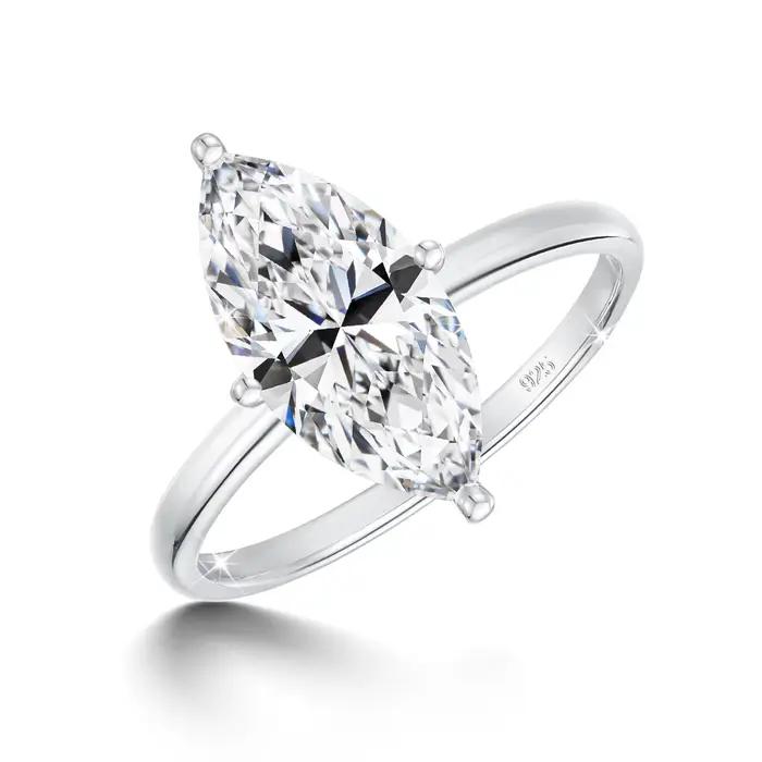 GRA 2/3CT Moissanite bague de fiançailles pour femmes homme Marquise coupe VVS1 925 argent scintillant diamant bijoux pour cadeaux de mariage