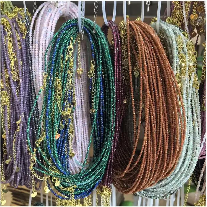 Ensemble de bracelets et colliers en pierre naturelle bohème Simple pour femmes