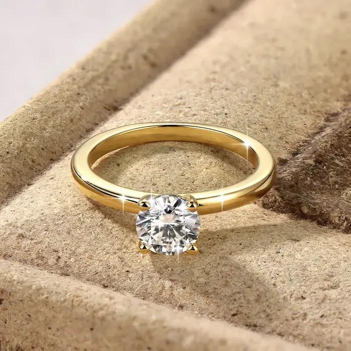 IOGOU – bague solitaire en diamant Moissanite 1.0CT 6.5MM