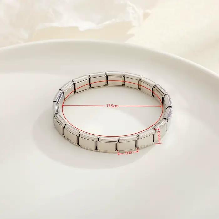 Bracelets tendance et simples en acier inoxydable italien, longueur 18 cm, modules italiens extensibles pour un usage quotidien, adaptés aux femmes et aux hommes